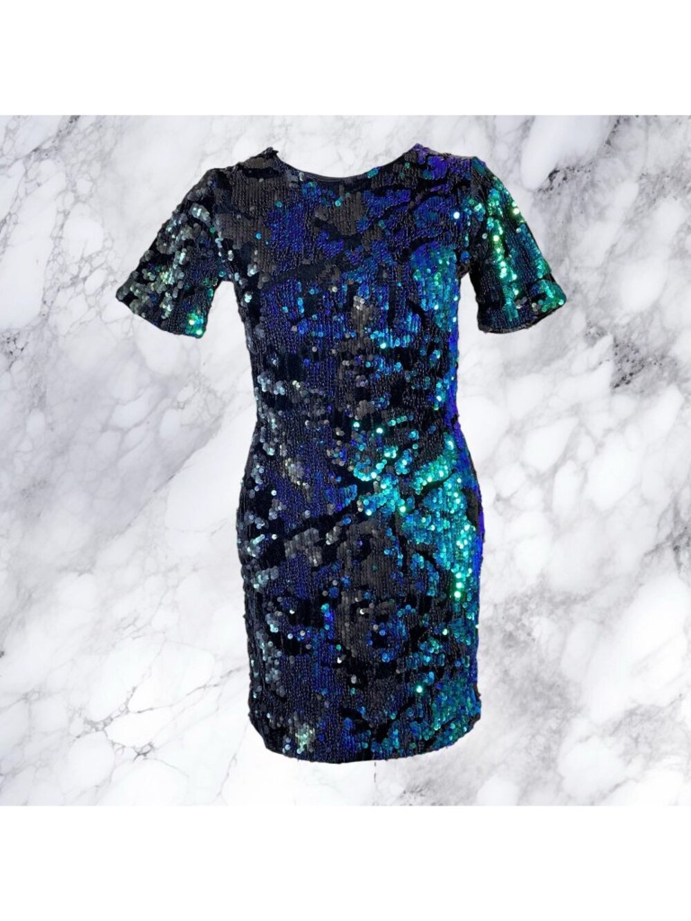 Topshop Plush Iridescent Sequin Mini Dress